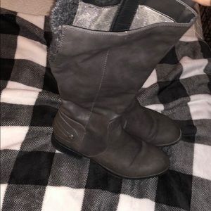 Grey wide calf boots